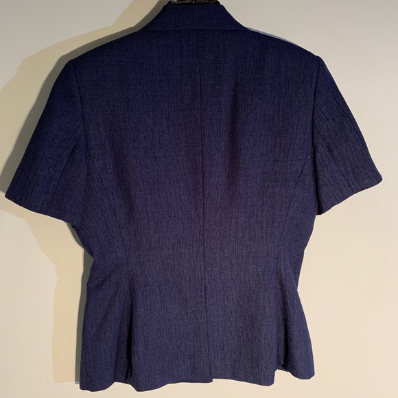 LARRY LEVINE PETITE BLUE TEXTURED SUIT - Picture 6 of 16